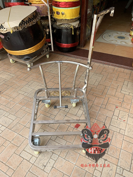 Super Value Popular Lion Dance Props: Two-In-One Lion Dance Drum and Gong Stand, Hand-Pulled Stainless Steel Cart for Performing Dragon and Lion Dance