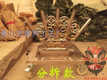 Super Value Popular Stainless Steel Flagpole Stand Hand-Pulled Cart with Brake Type Lion Dance Performance Props Manufacturer