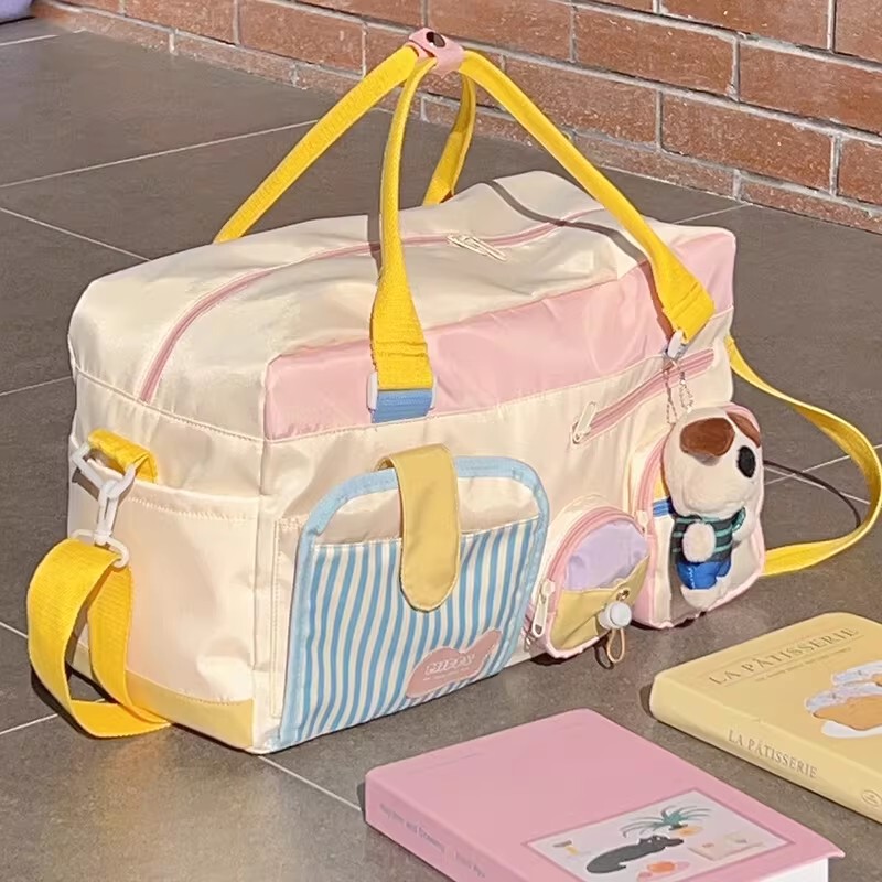Short-Distance Travel Bag, Large Capacity, Lightweight Luggage Bag, Large Bag for Women, Portable Travel Storage Bag, Suitable for Maternity, Can Be Attached to a Trolley Case