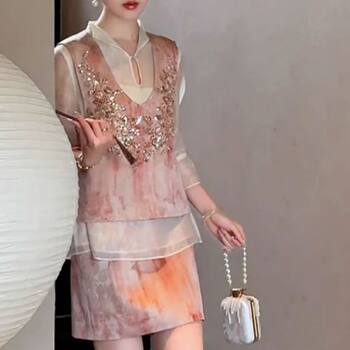 Vest elegant, ເສື້ອ, skirt ສັ້ນ, ງ່າຍດາຍ
