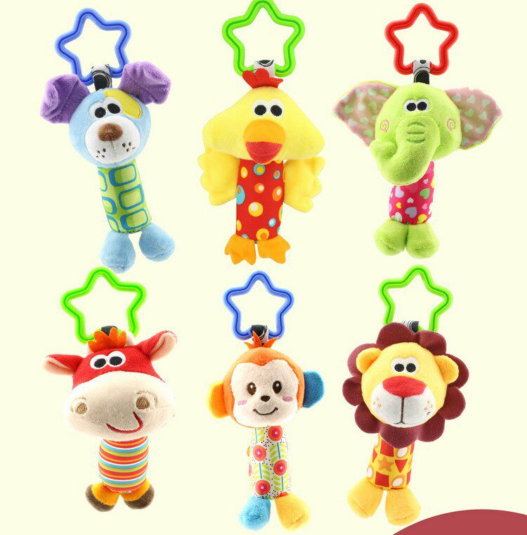 Rattle Toy Baby Hand Grip Animal Baseball Bat Hand Bell Lathe Pendant Children Puzzle Flannel Doll