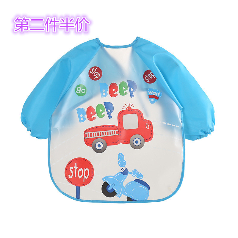 EVA Eating Walled Hood Children Dress Children Long Sleeves Anti-Dress Eating Clothes Baby Waterproof Anti-Dirty Bib Hood Pocket