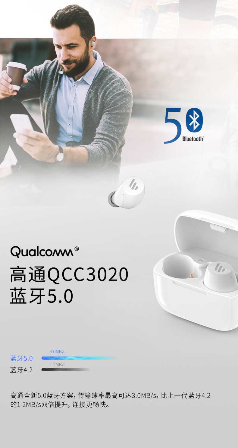 漫步者 TWS1 真无线蓝牙耳机 aptX解码 32小时超长续航 图5