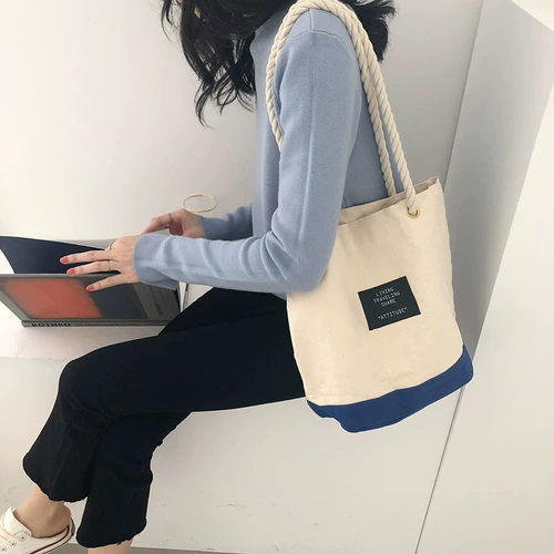 Брендовая вместительная и большая сумка на одно плечо, сумка через плечо, вместительный и большой портативный белый тканевый мешок, в корейском стиле