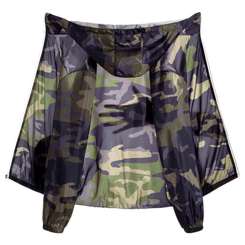 Casual Sun Protection Clothing, Hooded, Trendy, Breathable, Colorful Camouflage, High-End Jacket for Men, Ultra-Thin Outdoor Cycling Sun Protection Jacket