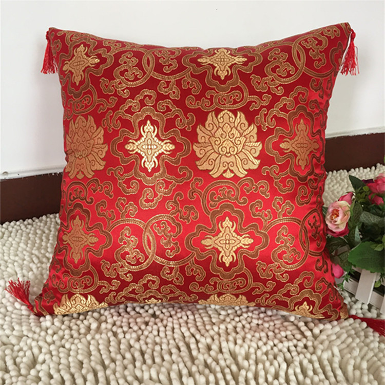 Trung Quốc sofa gỗ rắn thổ cẩm đỏ gối đỏ cổ điển Trung Quốc phong cách satin eo hỗ trợ mùa thu và mùa đông đầu giường đệm gối ôm sofa