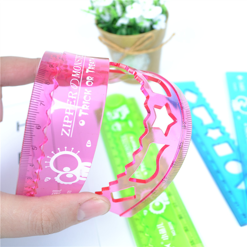Children's Safety Folding Soft Soft Rubber Soft Ruler Ruler Wave Ruler Multifunctional Ruler 30cm Pupil Stationery