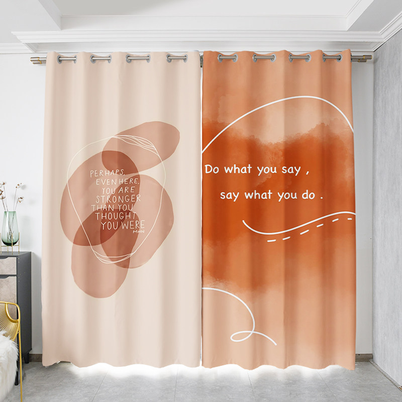 Custom Long Curtain Coarse Hemp Morandi Literal Color Block Pure Color Modern Bedroom Living-room Hook Shading Perforated Window Cord Fabric