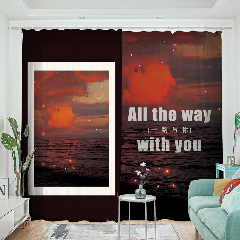 Custom long cord coarse hemp Nordic ins wind Coloured puzzle shading punching curtains Thickening Dorm Room Floating Windows