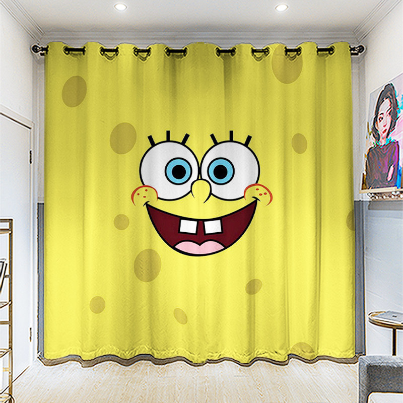 Custom long cord coarse hemp sponge baby shading cartoon Children's room Bedroom Living Room Thickened Finished Seamless Window Curtain