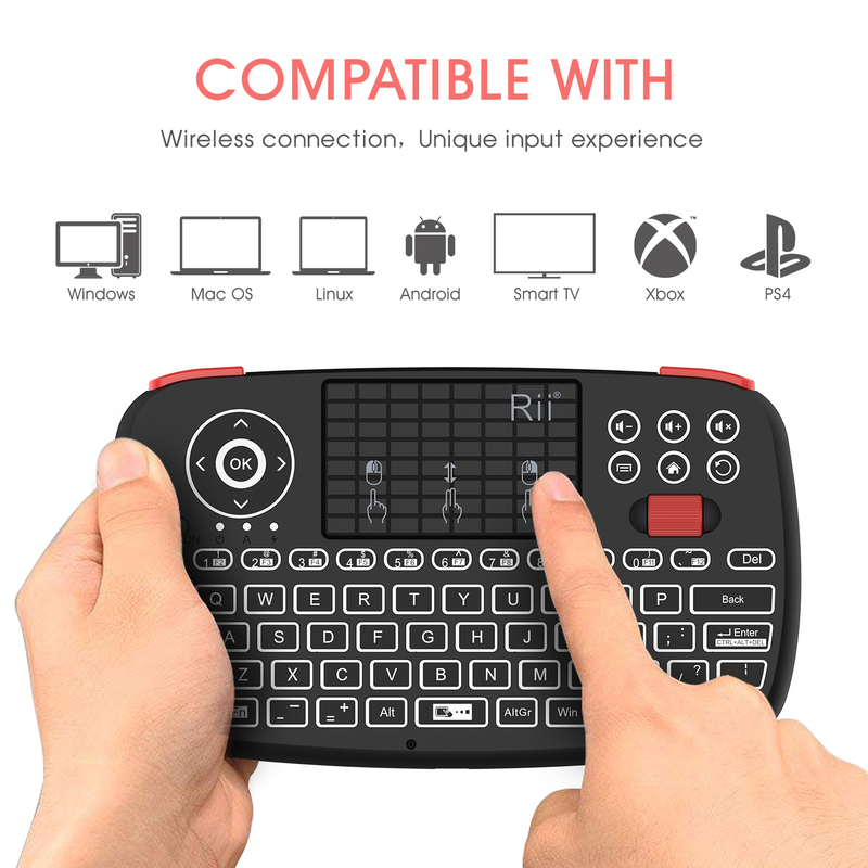 Rii I4 Bluetooth and 2.4Ghz Dual-Mode Mini Wireless Keyboard Air Mouse with Touchpad Rii I4 Bluetooth and 2.4Ghz Dual-Mode Mini Wireless Keyboard Air Mouse with Touchpad