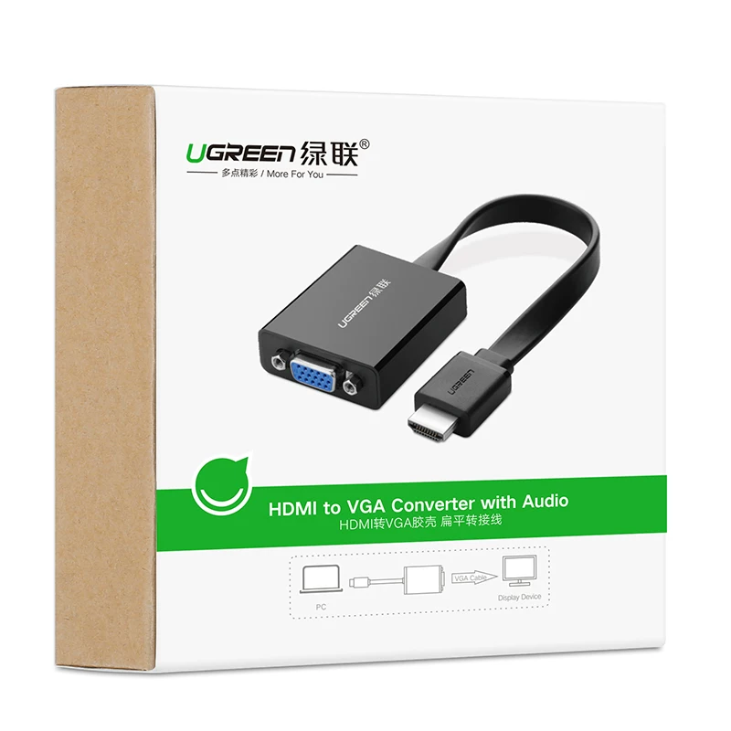 Конвертер HDMI к VGA с аудио выходом, адаптация HD-видео