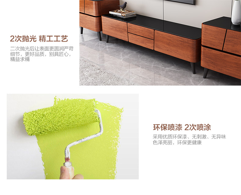 Tủ tivi Bắc Âu veneer gỗ cứng cường lực kính đen bàn cà phê ngăn kéo đồ nội thất phòng khách căn hộ nhỏ - Bộ đồ nội thất giường ngủ gỗ