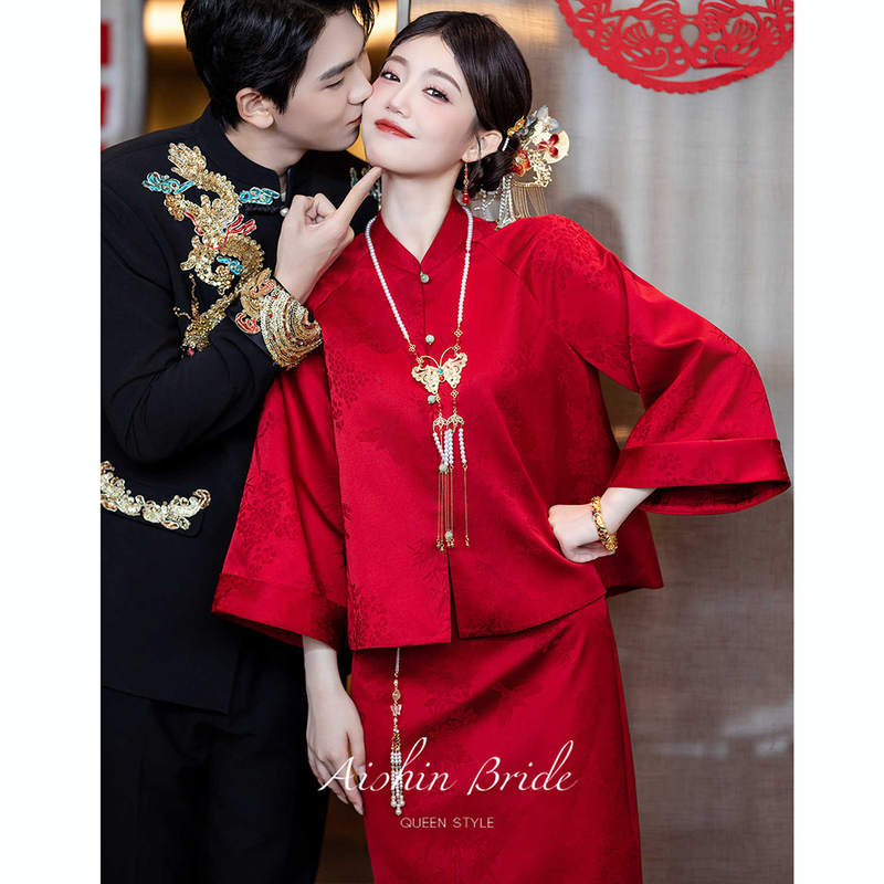 Plus-Size Wedding Toast Dress, Engagement Dress, Cheongsam, Chinese Style 2026 New High-End Bride Homecoming Outfit Plus-Size Wedding Toast Dress, Engagement Dress, Cheongsam, Chinese Style 2026 New High-End Bride Homecoming Outfit