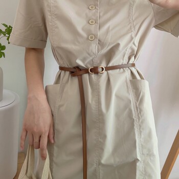 Women's genuine leather decorated alloy versatile knotted belt simple