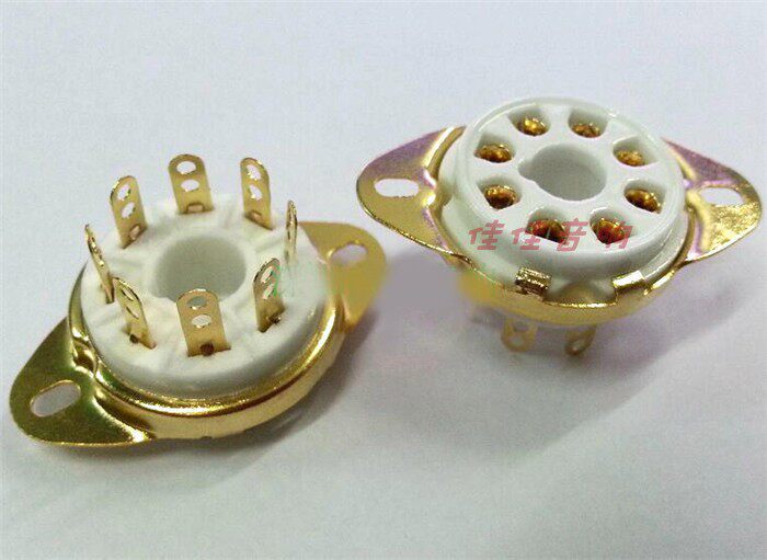 Ceramic large eight-foot vacuum tube holder GZC8-1-B-G gold plated silver plated 6P3P 6P3P 6n8p 6n9p 5Z3P
