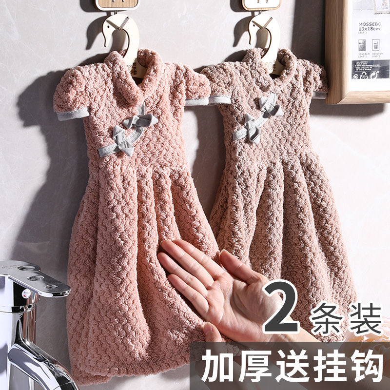 Wipe hand towels Hanging cute suction kitchen thickened with no hair rag towel handkerchief Passing hand towel Towel Makeup room