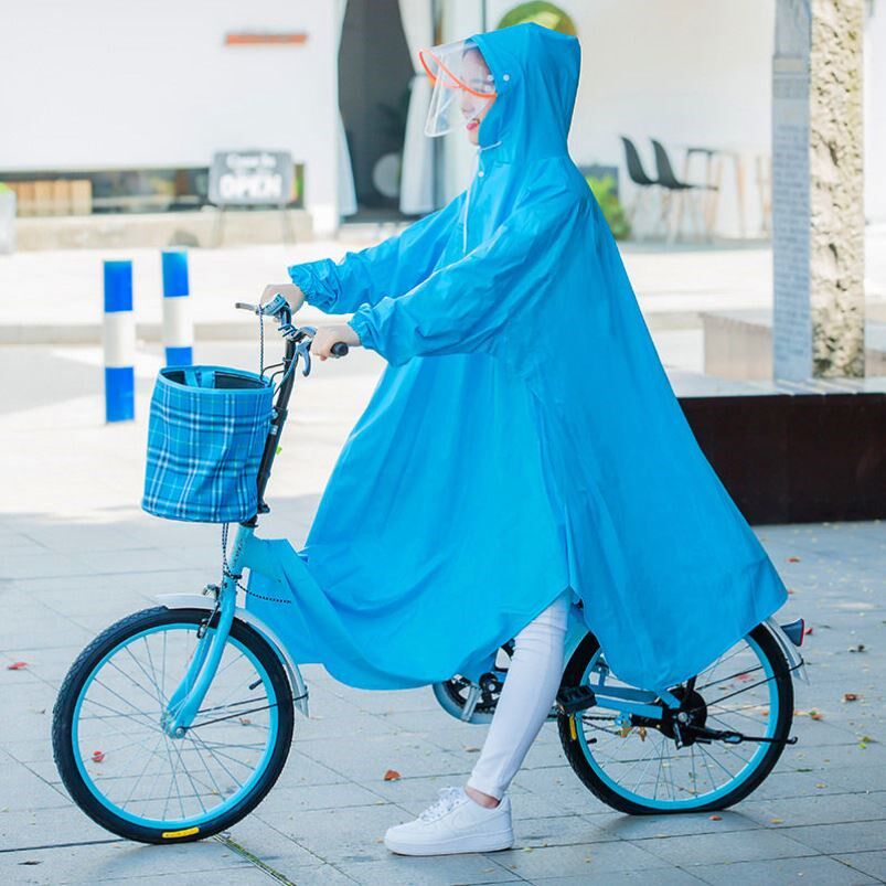 Bike Raincoat Single with sleeves male and female students Bike Riding Fashion Transparent with sleeves Adult electric car Rain cape