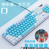Wired USB Mechanical Keyboard 104 Key Green Shaft Double Parquet Color Notebook Desktop Computer Electric Race Game Waterproof Keyboard