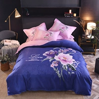 Dày bông chải denim giường bông vải quilt đúp đơn giản không khí 1,5m giường 1.8m - Bộ đồ giường bốn mảnh bộ drap giường 1m6