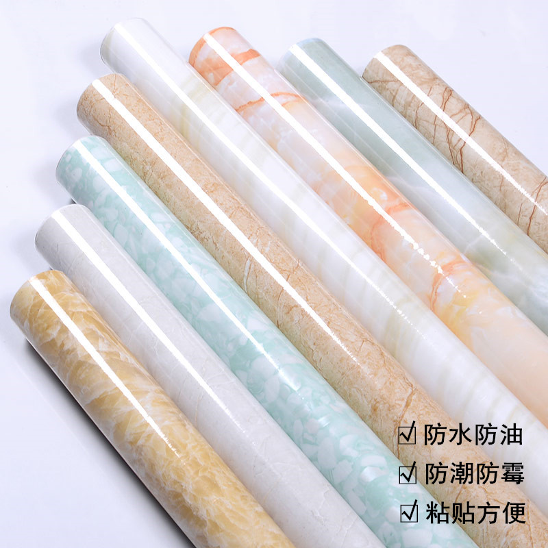 Thickened waterproof marble tattooed self-adhesive wallpaper thickened table surface hearth windowsill Baking Varnish Kitchen Renovated Stickers