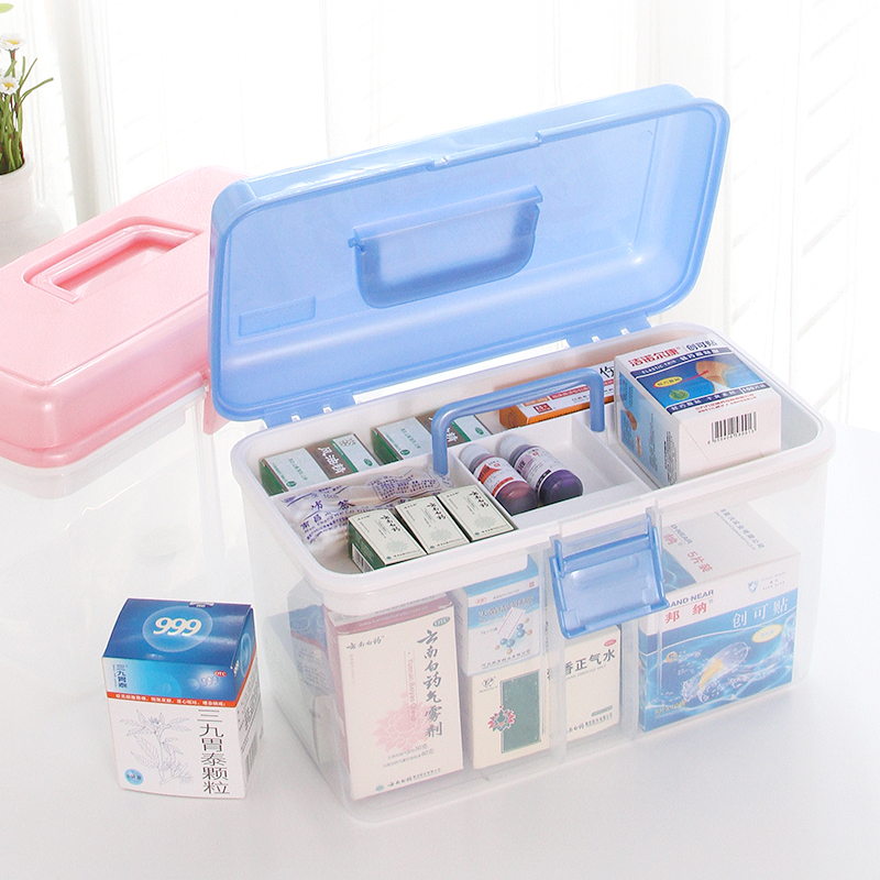 Tea flower family with large number medicine box multilayer kindergarten medical emergency box baby medicine containing box for home