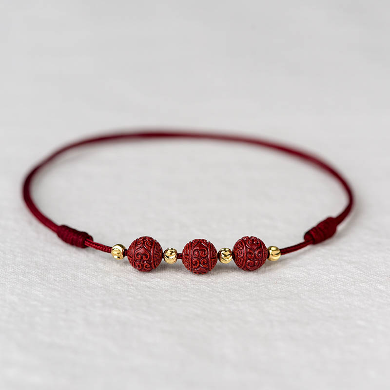 Natural Cinnabar anklet Women's red rope Transfer beads of the Year of life, Tai Sui, evil, adjustable cow foot rope 2021 new style