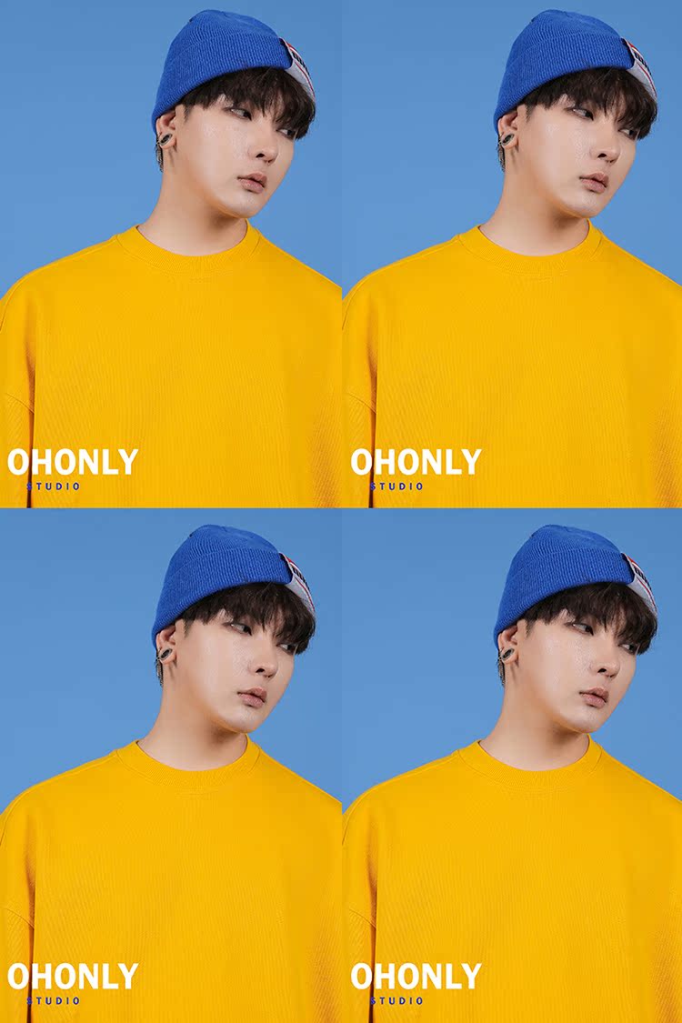 OHONLY tùy chỉnh vải tổng hợp lưới màu đỏ nhiều màu lỏng quá khổ Đàn ông và phụ nữ Hàn Quốc áo len độn ấm ao len nam