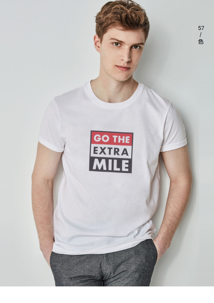 Áo thun nam Giordano in họa tiết nửa tay áo cotton cổ tròn tay ngắn nam mùa hè 98097201 áo phông nam có cổ