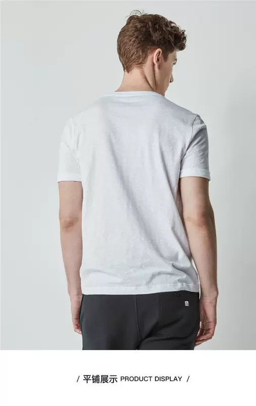 Áo thun nam Giordano ngắn tay cotton slub sợi nam màu xanh áo thun nam nửa áo thun 01018209 áo phông nam đẹp