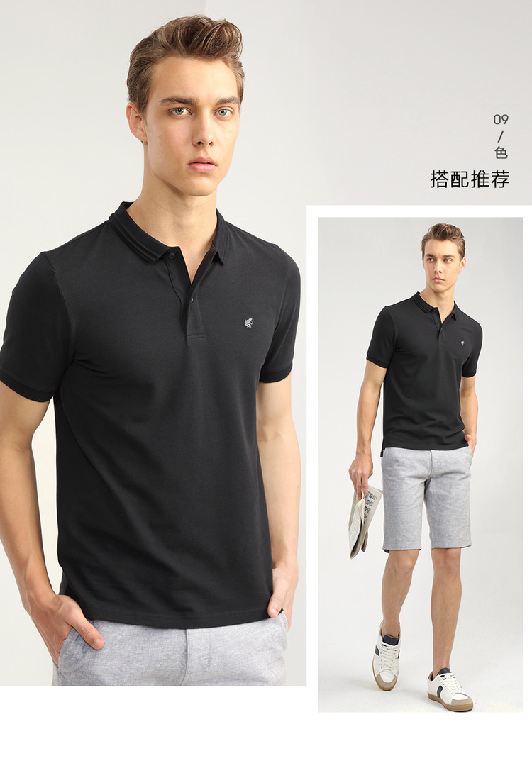 Giordano nam polo áo sơ mi căng bông ếch thêu polo áo sơ mi nam ngắn tay áo polo 01018212