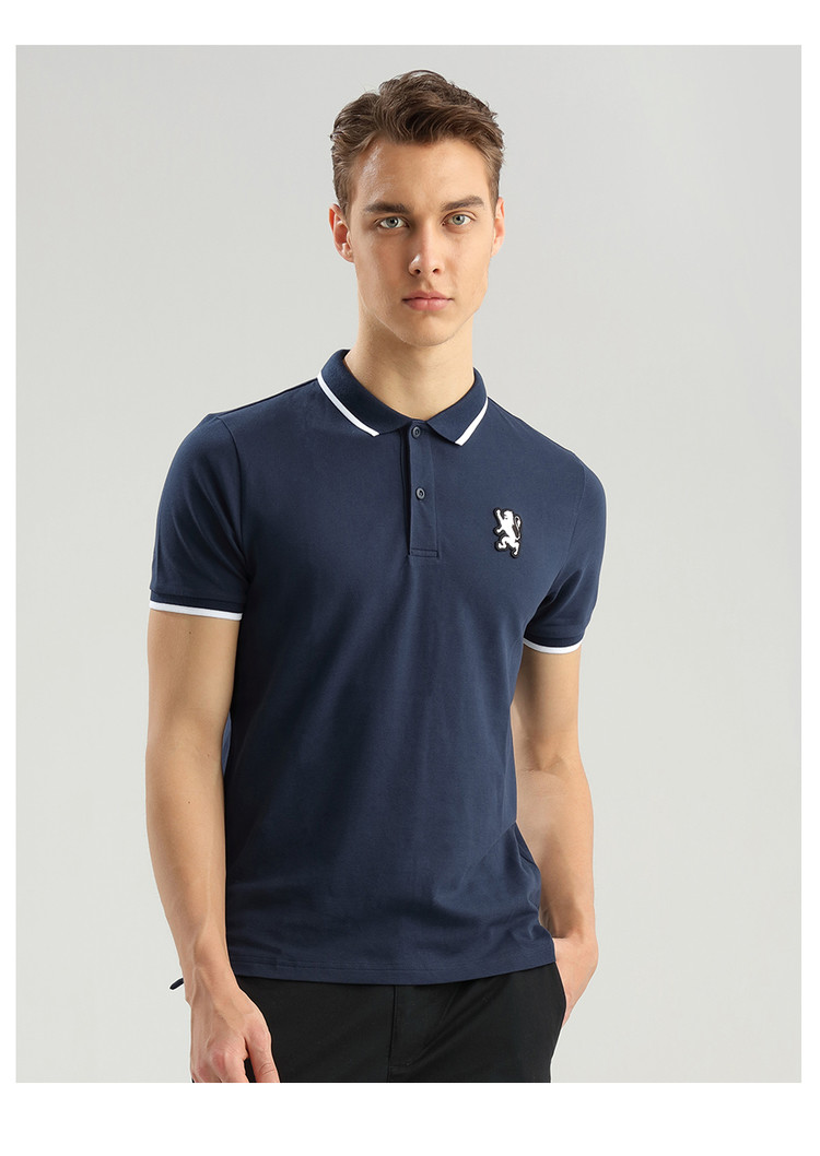 Giordano polo áo sơ mi nam sư tử vua thêu polo nam ngắn tay áo ngọc trai bông ve áo paul áo sơ mi 01017250