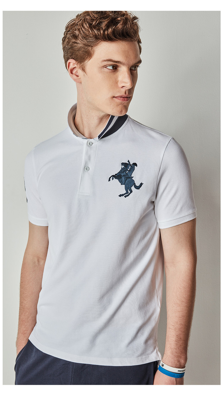 Giordano Thêu Polo Áo Sơ Mi Nam của Napoleon Polo Cổ Áo Ngắn Tay Áo Đàn Hồi Đàn Ông của Polo Shirt 01018210