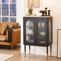 Light luxury solid wood sideboard small apartment marble countertop modern minimalist locker double door storage cabinet porch cabinet