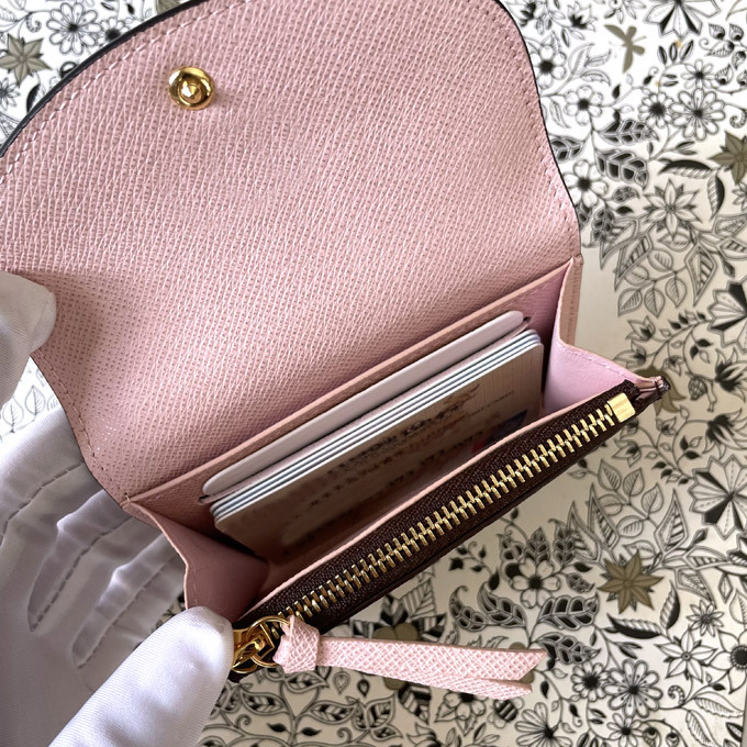 Special Offer: Brown and Pink Simple Classic Flip-Up Business Card Holder, Small Coin Purse, Flip-Top Card Holder, Small Card Case