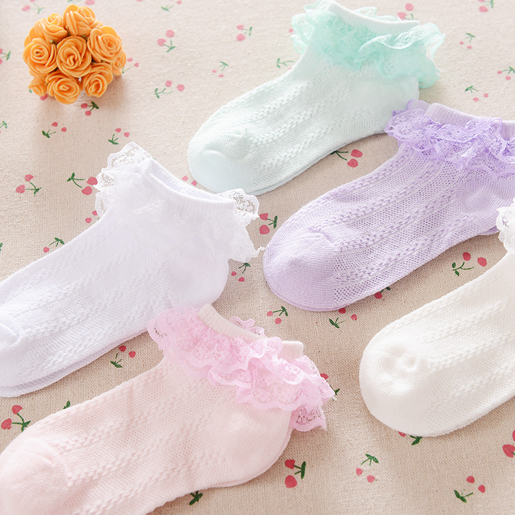 Trẻ em của Vớ Ren Công Chúa Vớ Mùa Hè Cotton Mỏng Cô Gái Vớ Em Bé Lưới Thoáng Khí Sinh Viên Vớ Trắng