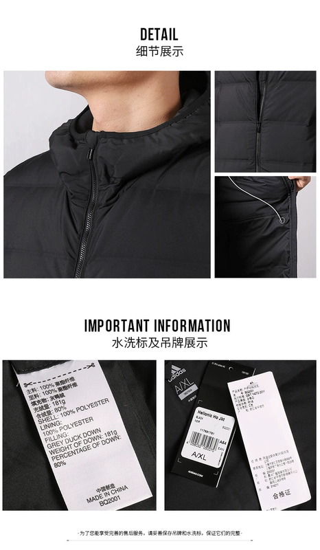 Adidas adidas down jacket nam 2018 mùa đông thương hiệu thể thao cotton quần áo áo khoác ấm