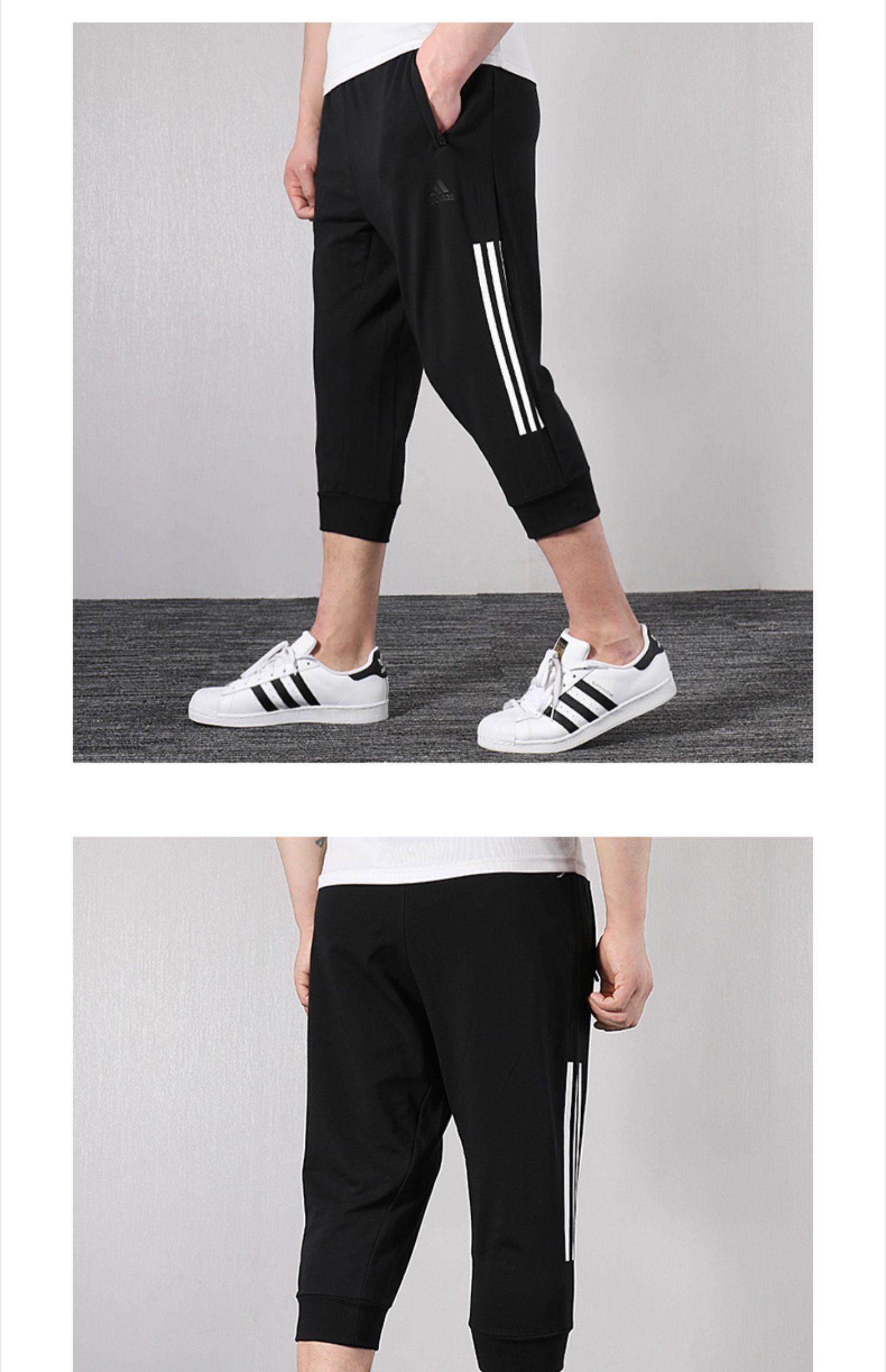 Adidas cắt quần nam quần short mùa hè mới quần âu thể thao dệt kim đóng cửa thể thao 7 quần - Quần thể thao quần thể dục 3 sọc