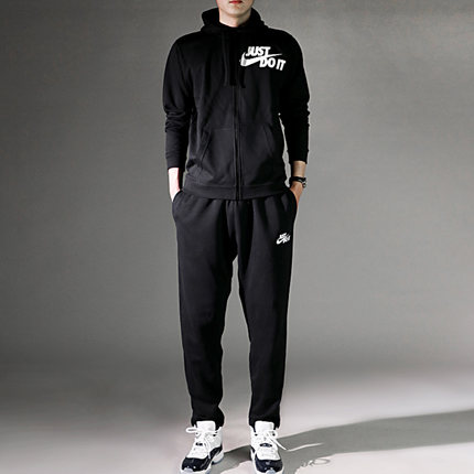 Nike耐克运动套装男2018春秋款运动服连帽夹