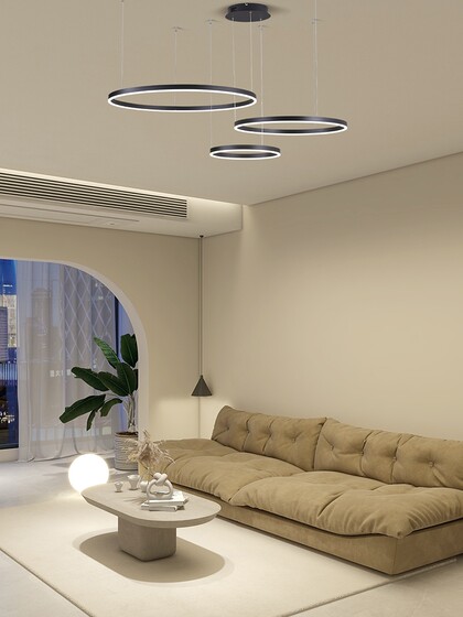 Luxury Chandelier for Villa with High Ceiling, Large Chandelier for Living Room, Modern Minimalist Chandelier, Hollow Ring Staircase Light