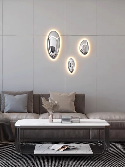 Full-Spectrum Eye-Protecting Pebble Wall Lamp, Cream-Style Living Room Background Wall Lamp, Bedroom Bedside Art Lamp, Zhongshan Lighting Fixtures