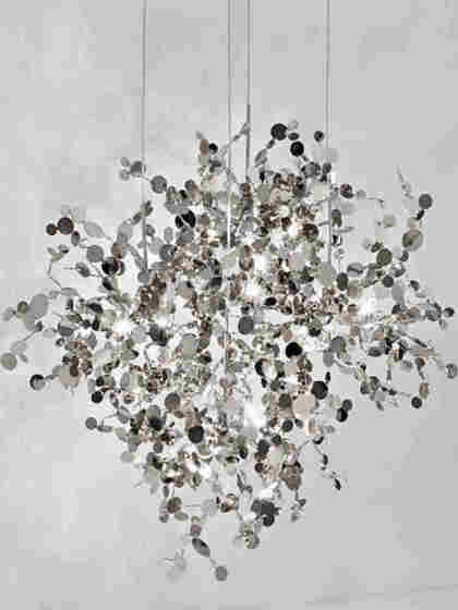 Fashionable Dining Room Ceiling Lamp, Creative and Unique Bar Counter Leaf-Shaped Stainless Steel Clothing Store Pendant Lamp, Post-Modern Wall Lamp