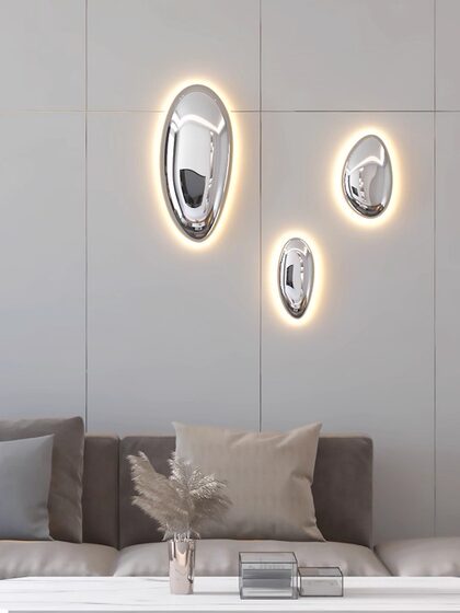 Full-Spectrum Eye-Protecting Pebble Wall Lamp, Cream-Style Living Room Background Wall Lamp, Bedroom Bedside Art Lamp, Zhongshan Lighting Fixtures