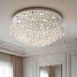 Living Room Chandelier 2026 New Model Round Ball Crystal Flower Chandelier Light Luxury High-End Dining Room Lamp Villa Living Room Main Light