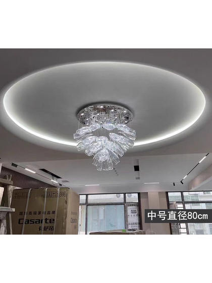 Light Luxury Living Room Personalized Chandelier Designer Simple Creative Crystal Ring Dining Room Bedroom Villa Duplex Chandelier
