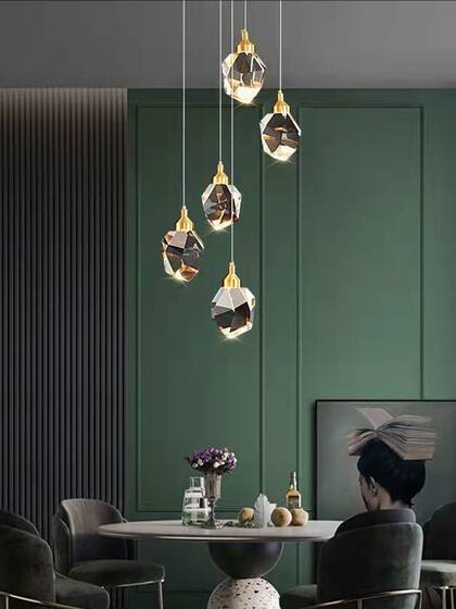 Light Luxury and High-End Bedroom Bedside Meteorite Crystal Chandelier, Creative Entrance Hallway, Staircase Long Chandelier