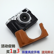 Top layer genuine cowhide Fuji X100F camera bag X100F leather case handle X100F hollow base