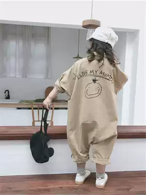 Korean Spring and Autumn new children's pants girl baby bag pants foreign pie baby jumpsuit boy cartoon cute climbing suit