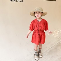 Girl Kit 2021 Summer New products Korean Cargo Leisure short sleeve shorts Two sets Baby cool suit
