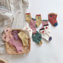 Korean version of boys and girls color cartoon embroidered cotton socks Children Baby autumn and winter hipster comfort socks